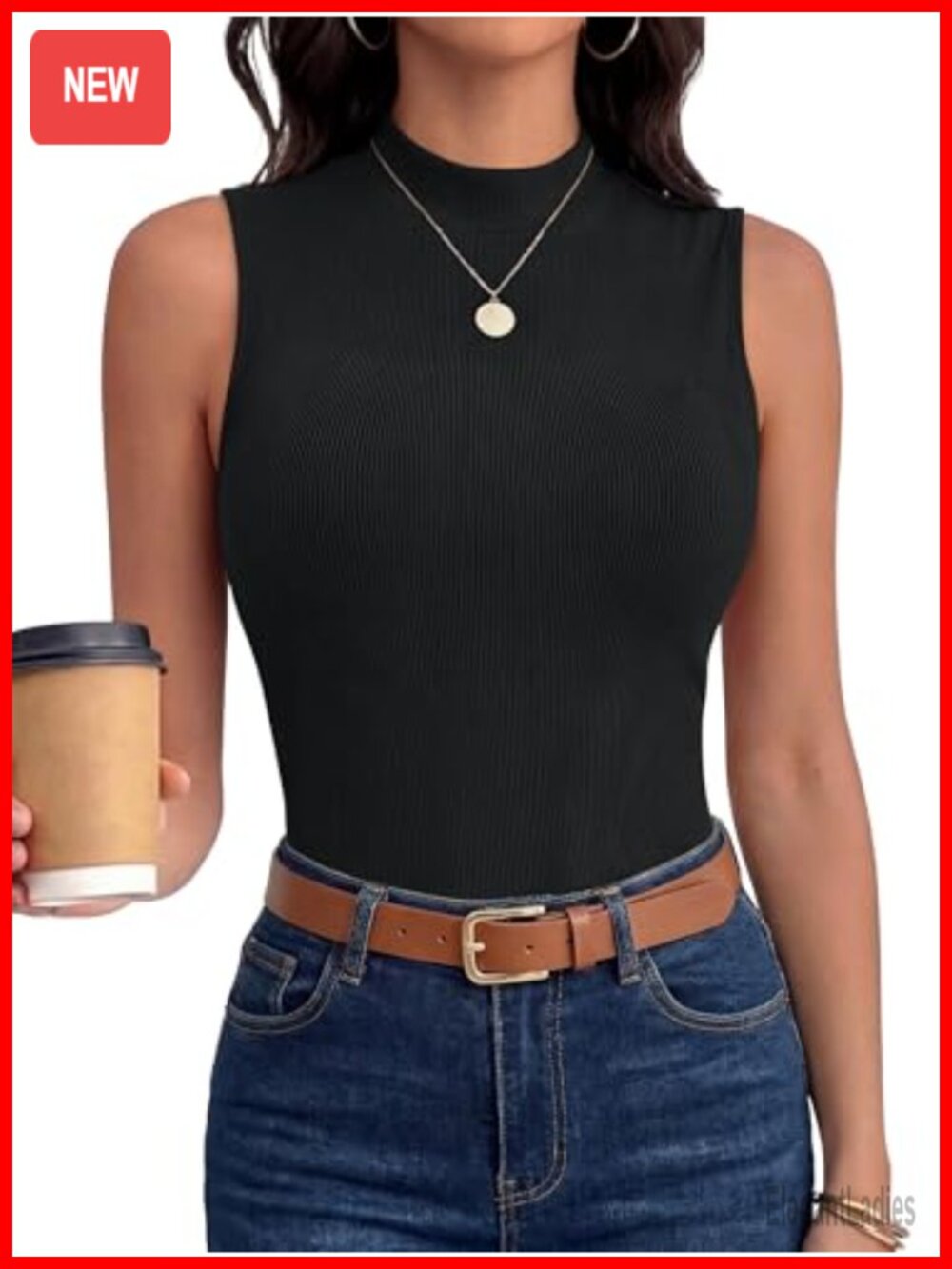 Mock Neck Ribbed Slim Tank Top Sleeveless Women's Basic Yoga Lounge Office
